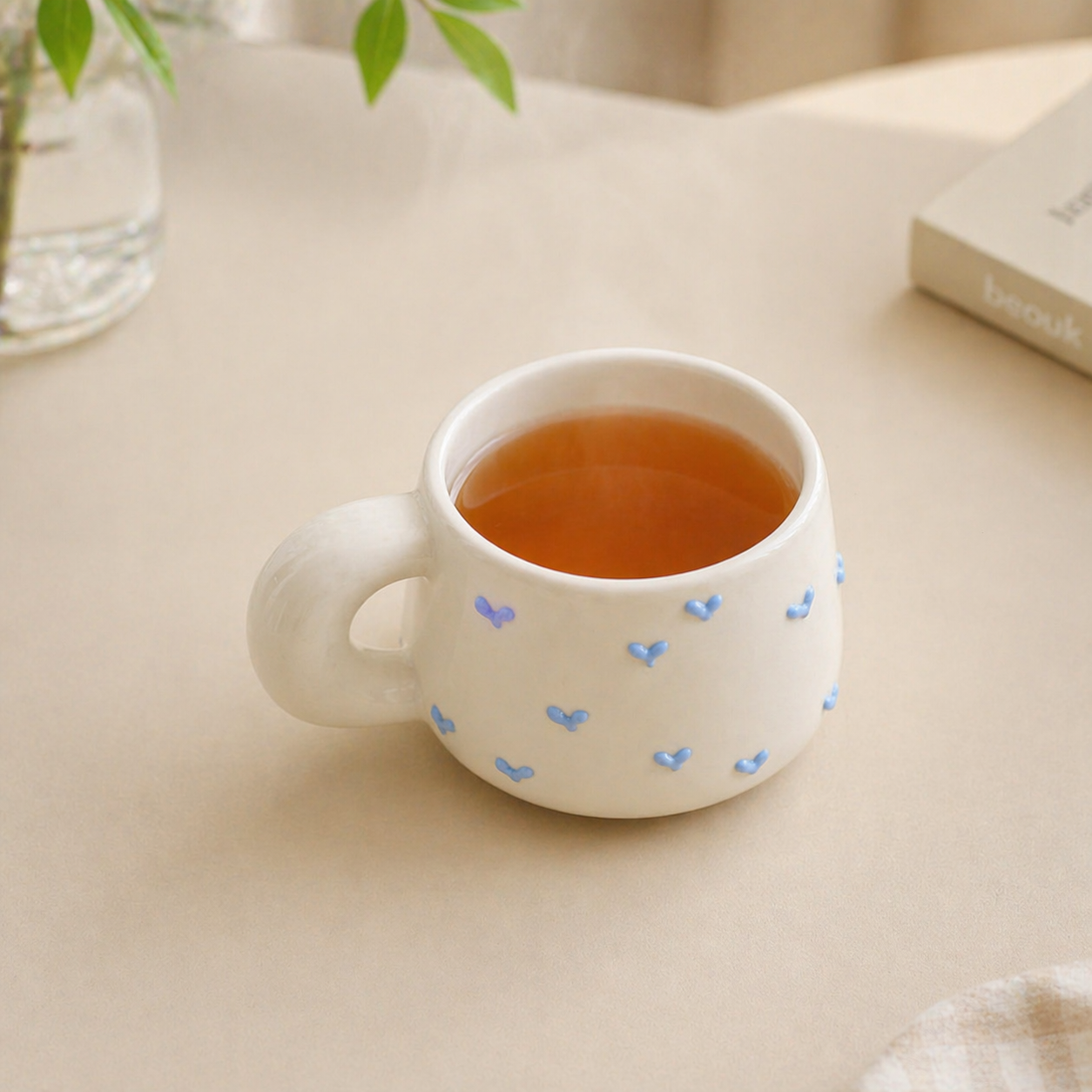 3D Herz Handgefertigte Keramik Kaffeetassen, Süße personalisierte Keramik Teetasse für Geschenke