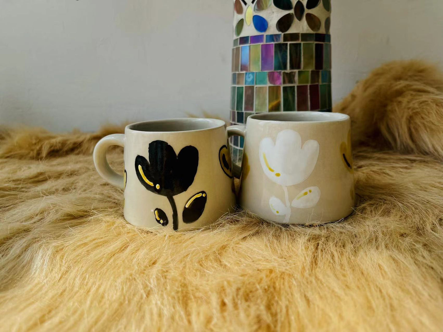 Handmade Ceramic Mug – Elegant Floral Design, Cozy Coffee Cup for Daily Use
