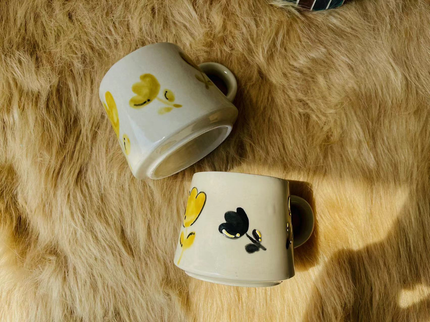 Handmade Ceramic Mug – Elegant Floral Design, Cozy Coffee Cup for Daily Use