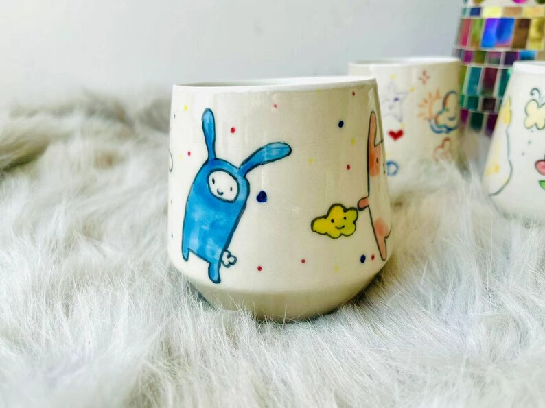 Personalized Hand-Painted Cartoon Animal Ceramic Mug, Cute Animal Coffee Mug For Pet Lovers