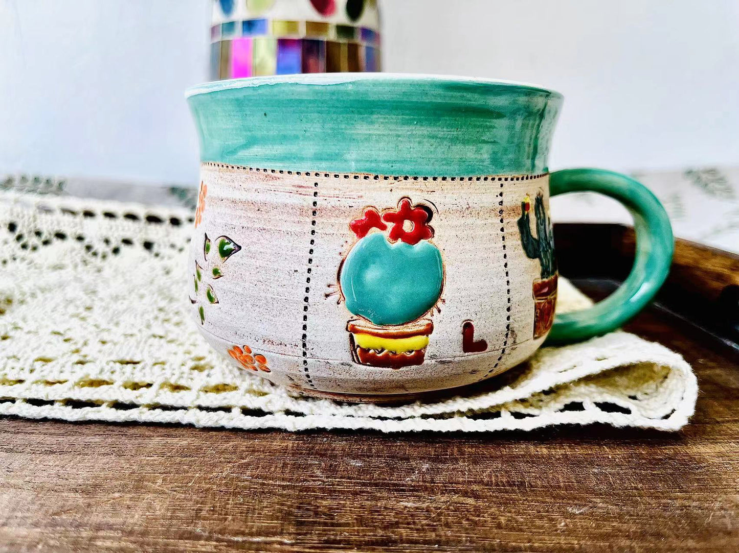 Hand-Painted Cottagecore Mug – Whimsical Ceramic Coffee Cup with Floral Art