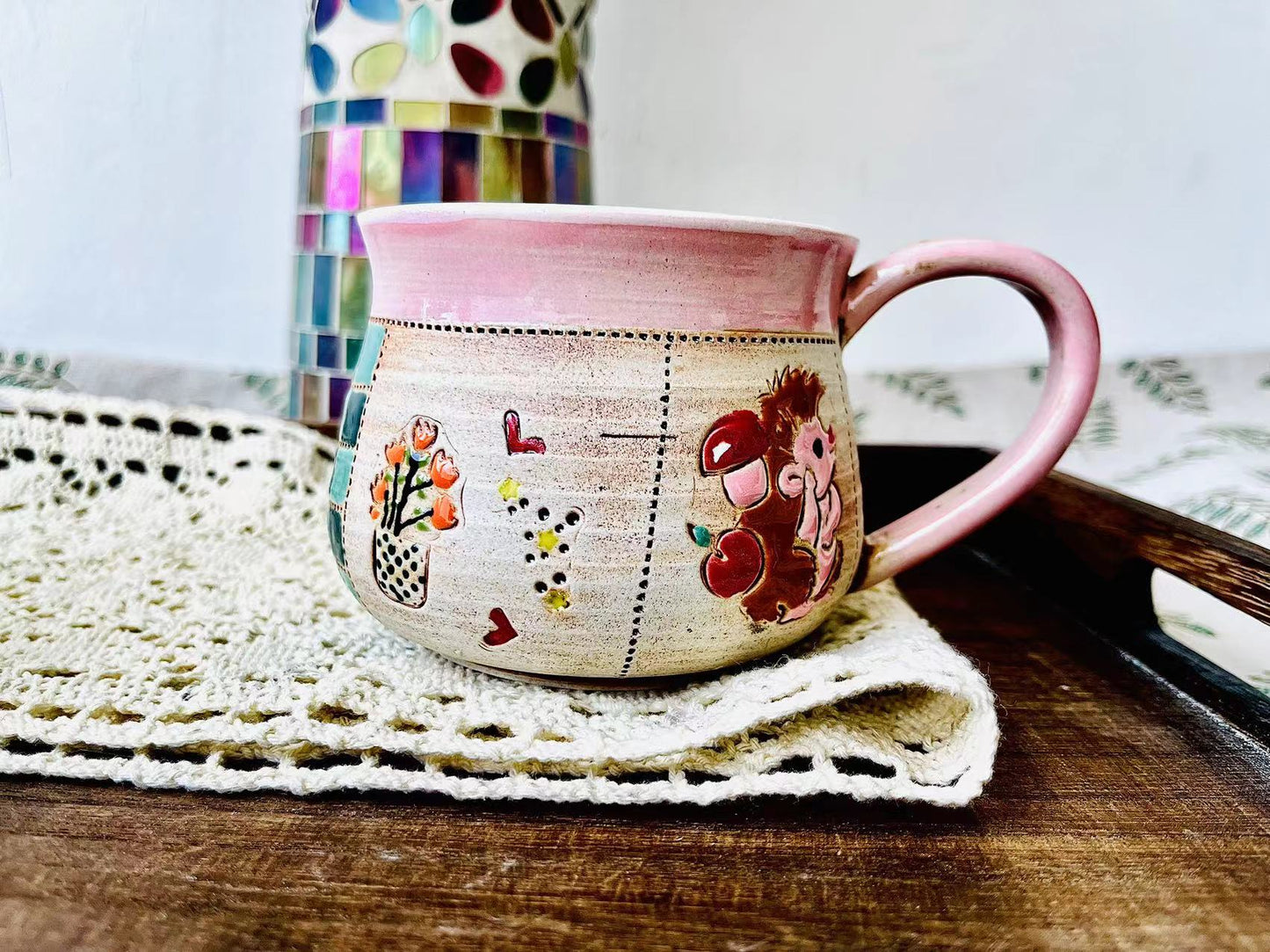 Hand-Painted Cottagecore Mug – Whimsical Ceramic Coffee Cup with Floral Art