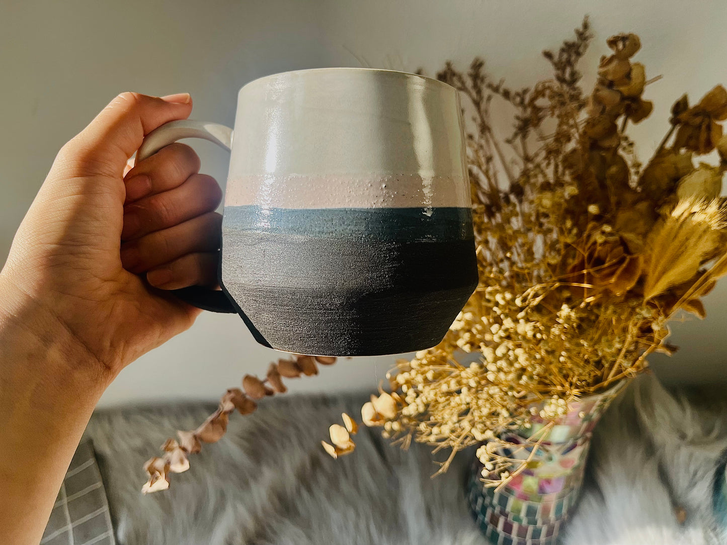 Handmade Ceramic Mug – Earthy Tones & Hand-Painted Gradient Pottery Cup