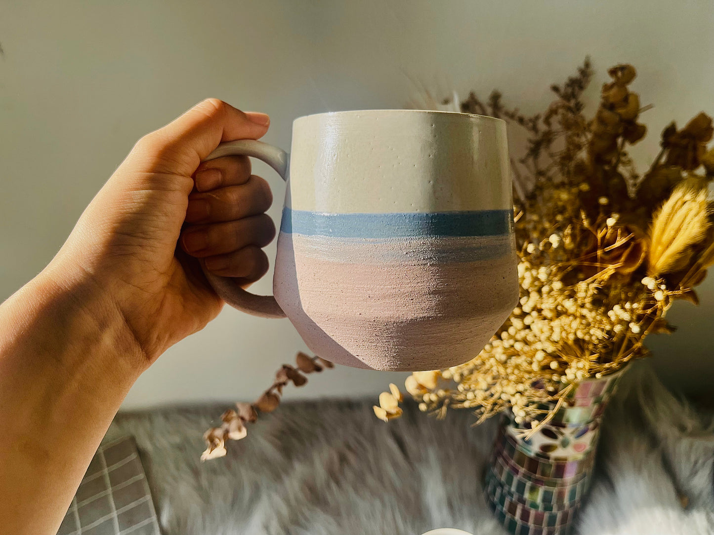 Handmade Ceramic Mug – Earthy Tones & Hand-Painted Gradient Pottery Cup