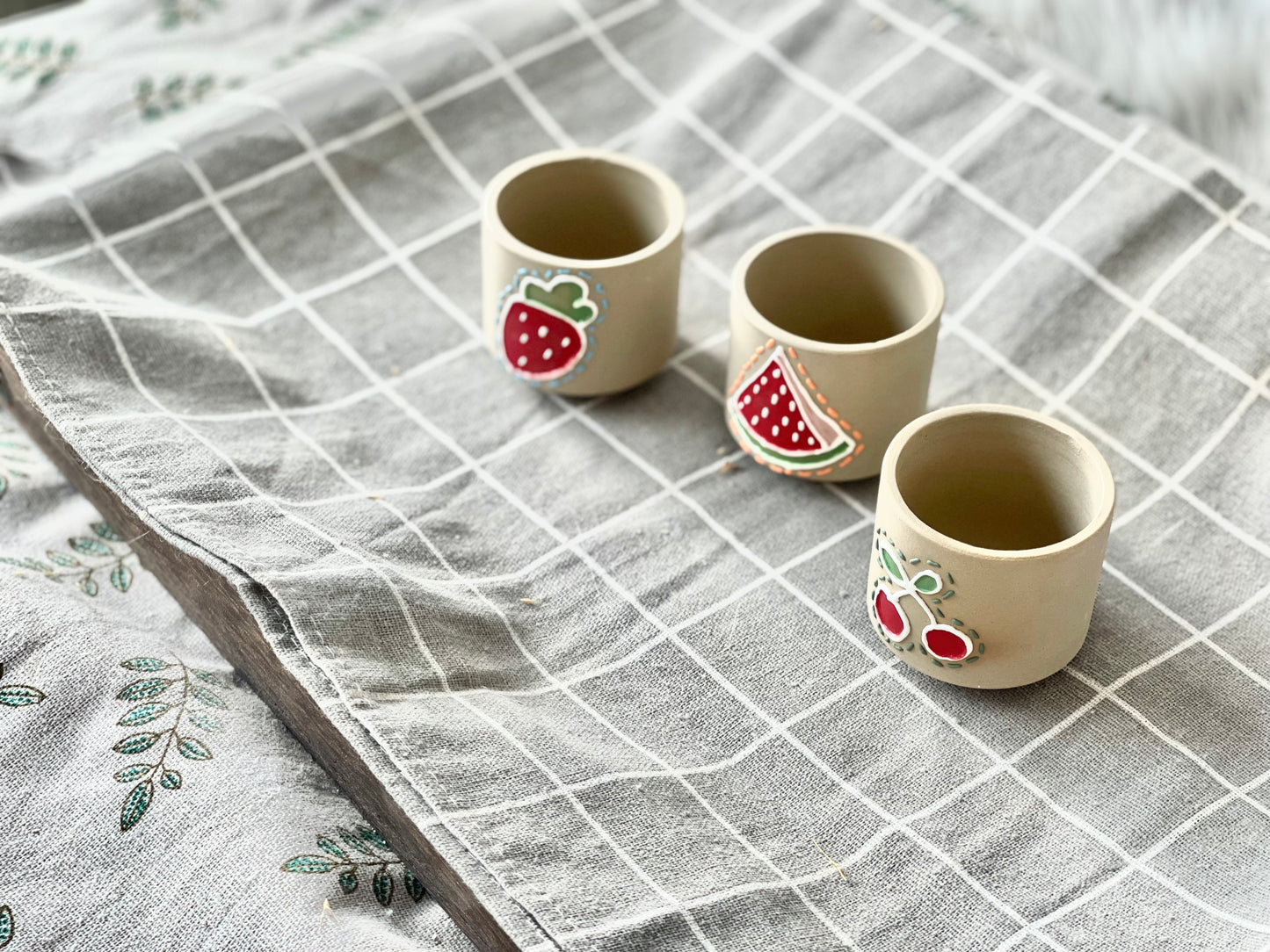 Hand-Painted Fruit Ceramic Succulent Pot – Set Of 3 Cute Mini Planter for Cactus & Succulents