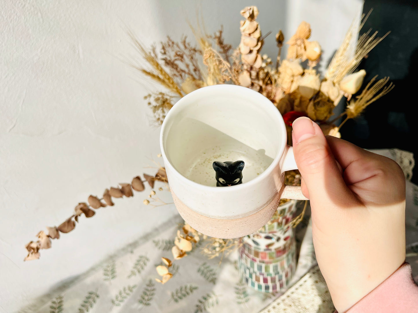 Jiji & Mei Hidden Character Mug – Handmade Ceramic Cup for Gifts