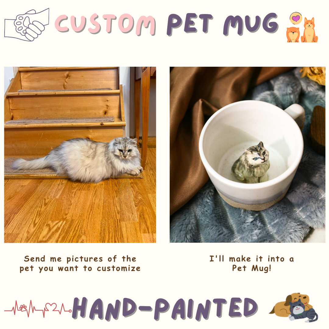 Custom Ceramic Pet Mug, 10Oz Personalized Coffee Mug with Dog or Cat Figurine