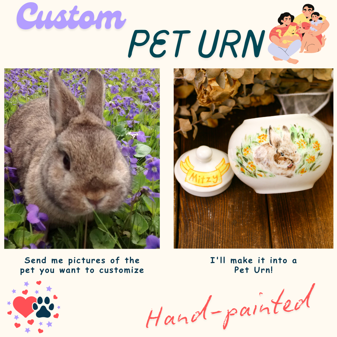 Custom Pet Ceramic Urn, Personalized Hand-Painted Pet Portrait Urn for Memorial & Keepsake