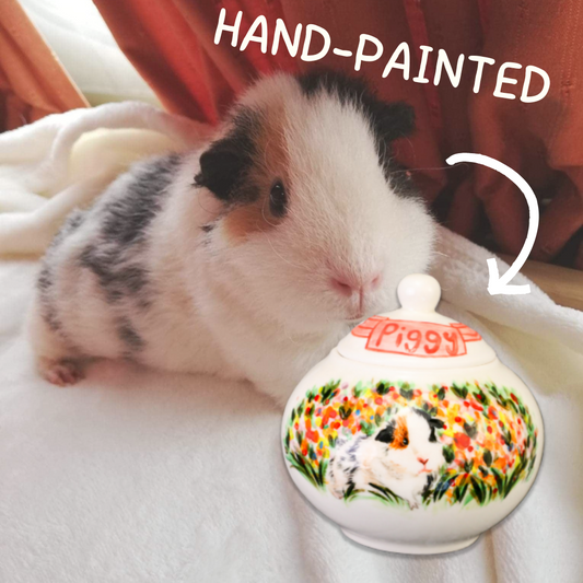 Custom Small Pet Urn, Hand-Painted Pet Portrait Memorial Keepsake for Hamsters, Guinea Pigs & Pocket Pets