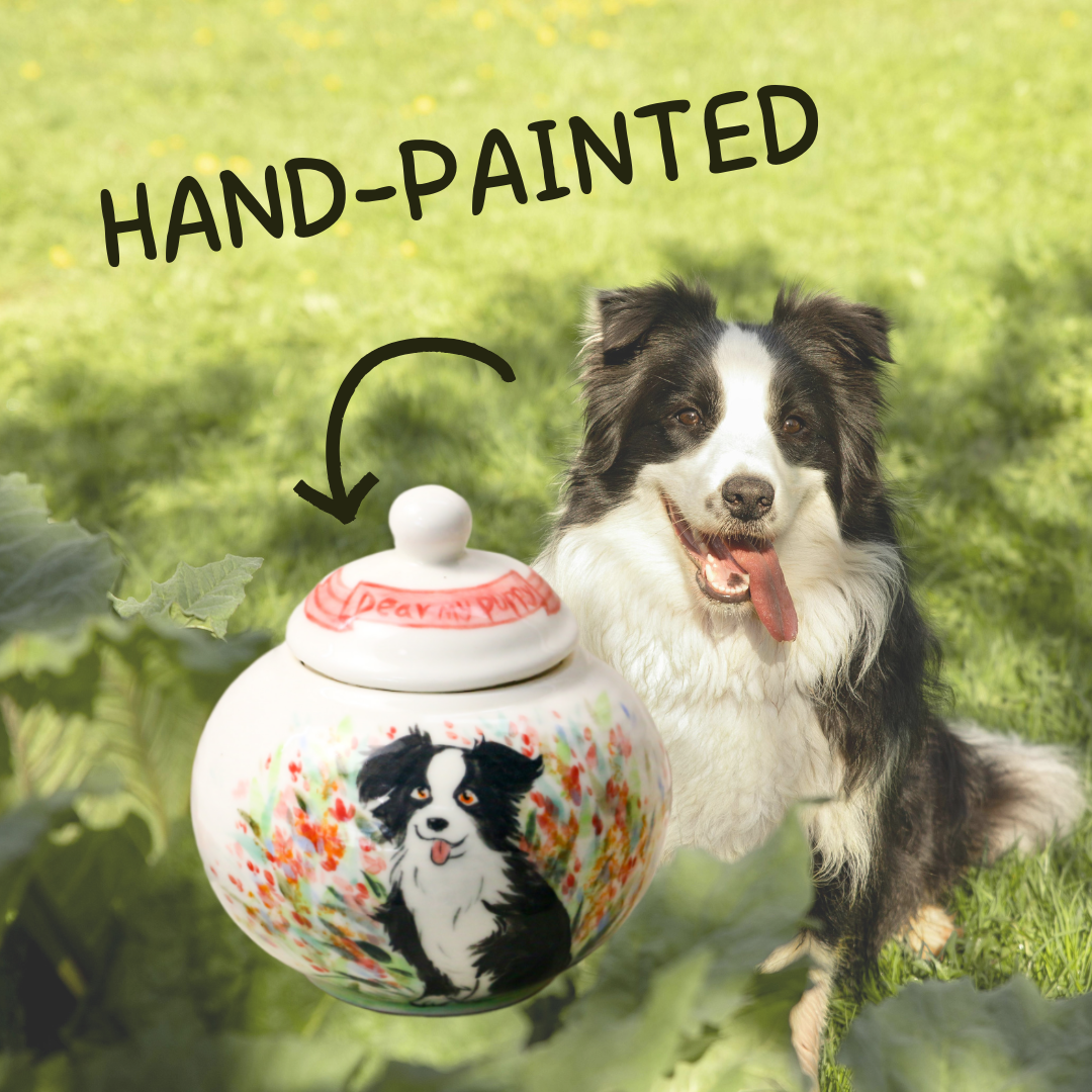Custom Pet Ceramic Urn, Personalized Hand-Painted Pet Portrait Urn for Memorial & Keepsake
