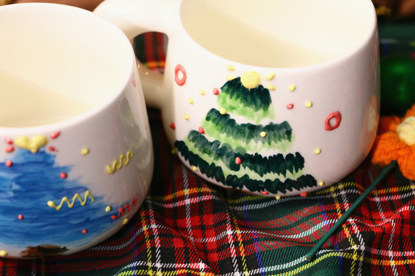 Cute Handmade Ceramic Mug – Hand-Painted Christmas Tree Design