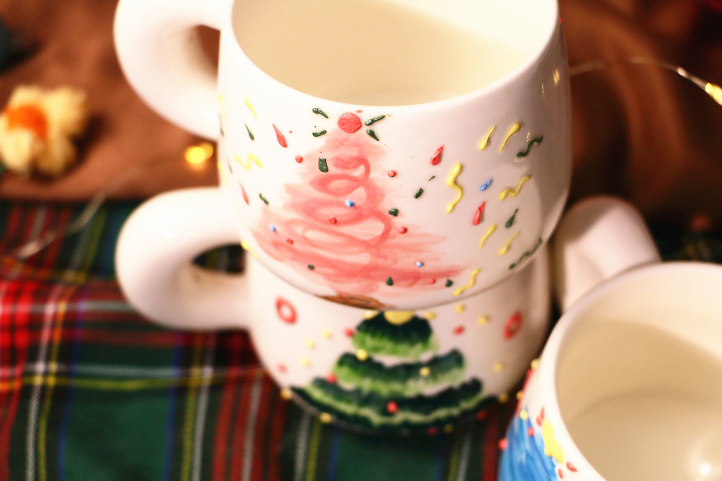 Cute Handmade Ceramic Mug – Hand-Painted Christmas Tree Design