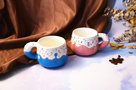 Cute Ice Cream Ceramic Coffee Cup with Sprinkles, Frosting Design