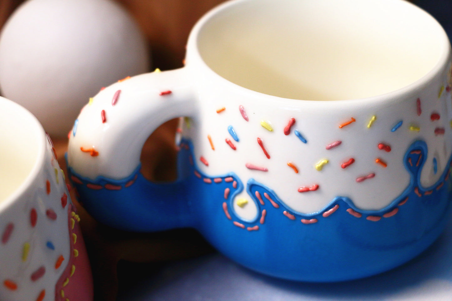 Cute Ice Cream Ceramic Coffee Cup with Sprinkles, Frosting Design