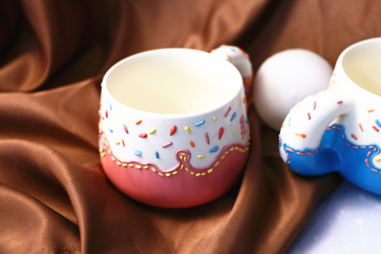 Cute Ice Cream Ceramic Coffee Cup with Sprinkles, Frosting Design
