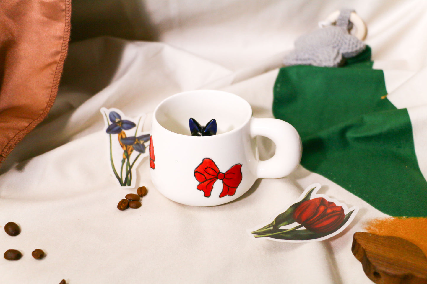 Custom Ceramic Pet Mug, 9Oz Handmade Personalized Coffee Mug with Dog or Cat Figurine