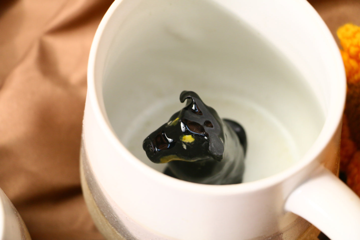 Custom Handmade Ceramic Pet Mug, Personalized Coffee Mug with Dog or Cat Figurine