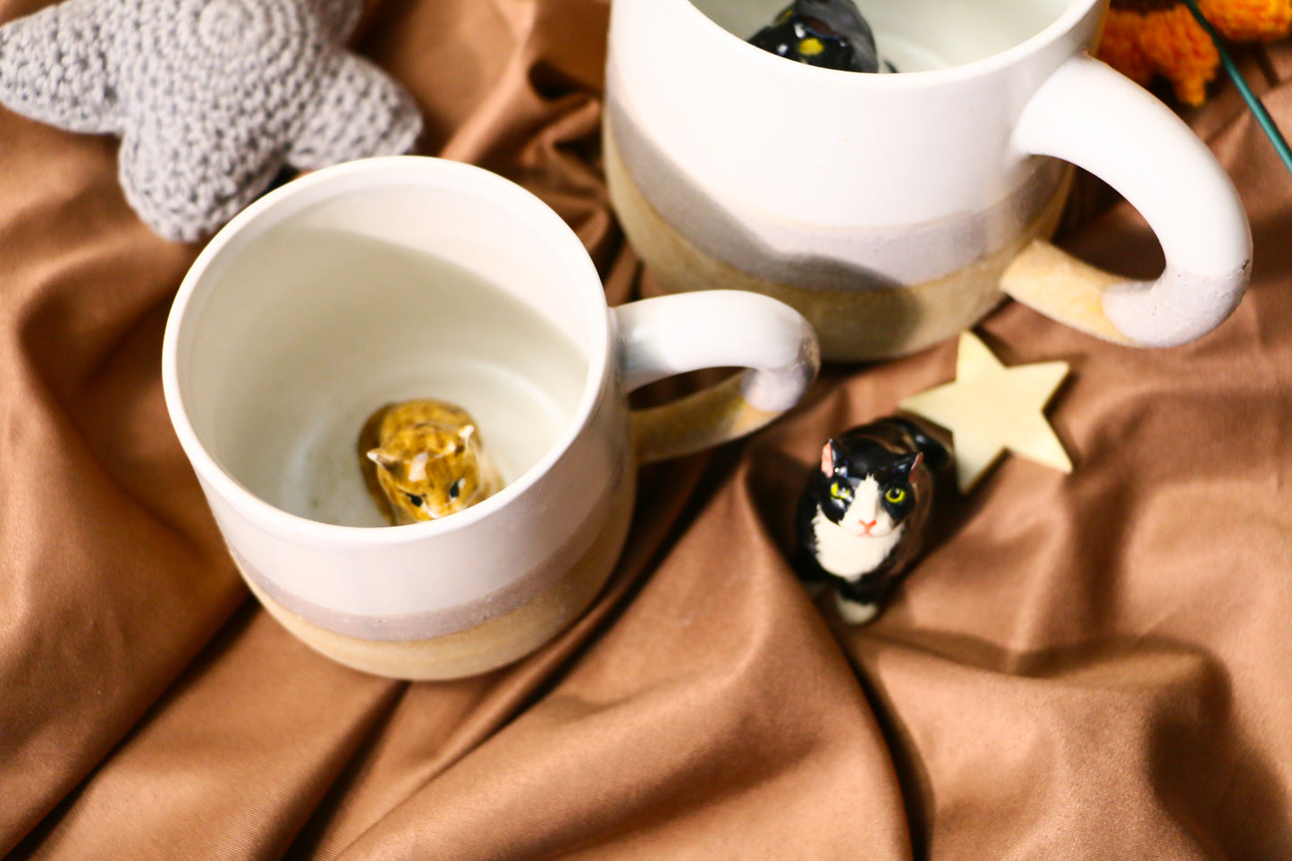Custom Handmade Ceramic Pet Mug, Personalized Coffee Mug with Dog or Cat Figurine