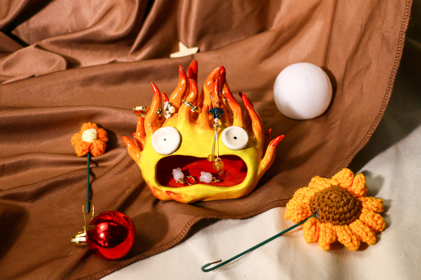 Fire Demon Ceramic Ring Dish, Ring Holder, Jewelry Tray for Anime Gift