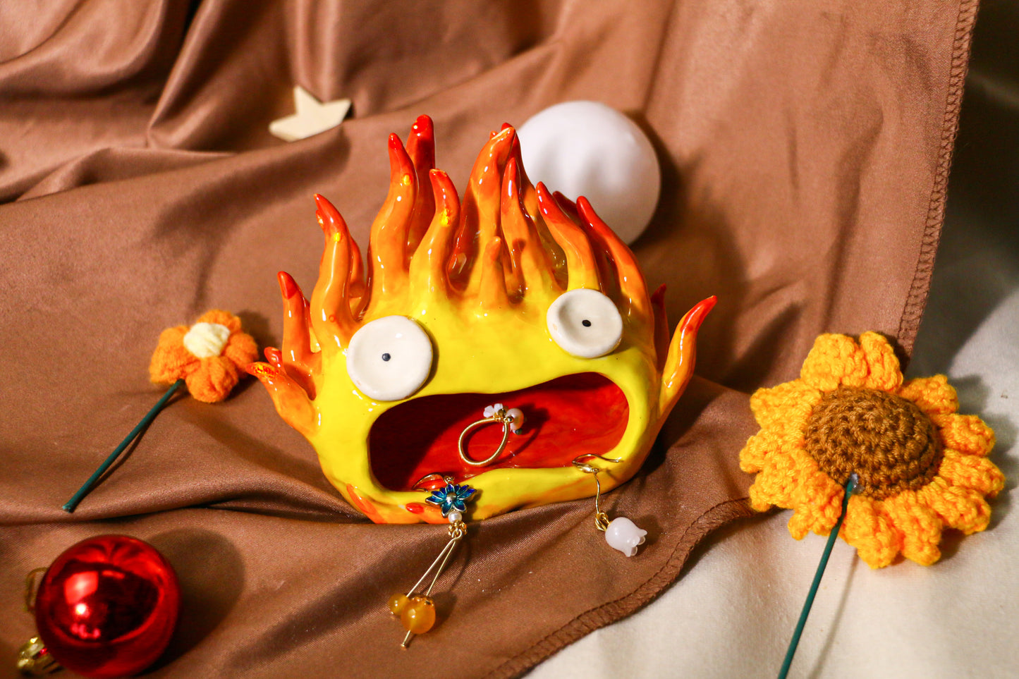 Fire Demon Ceramic Ring Dish, Ring Holder, Jewelry Tray for Anime Gift
