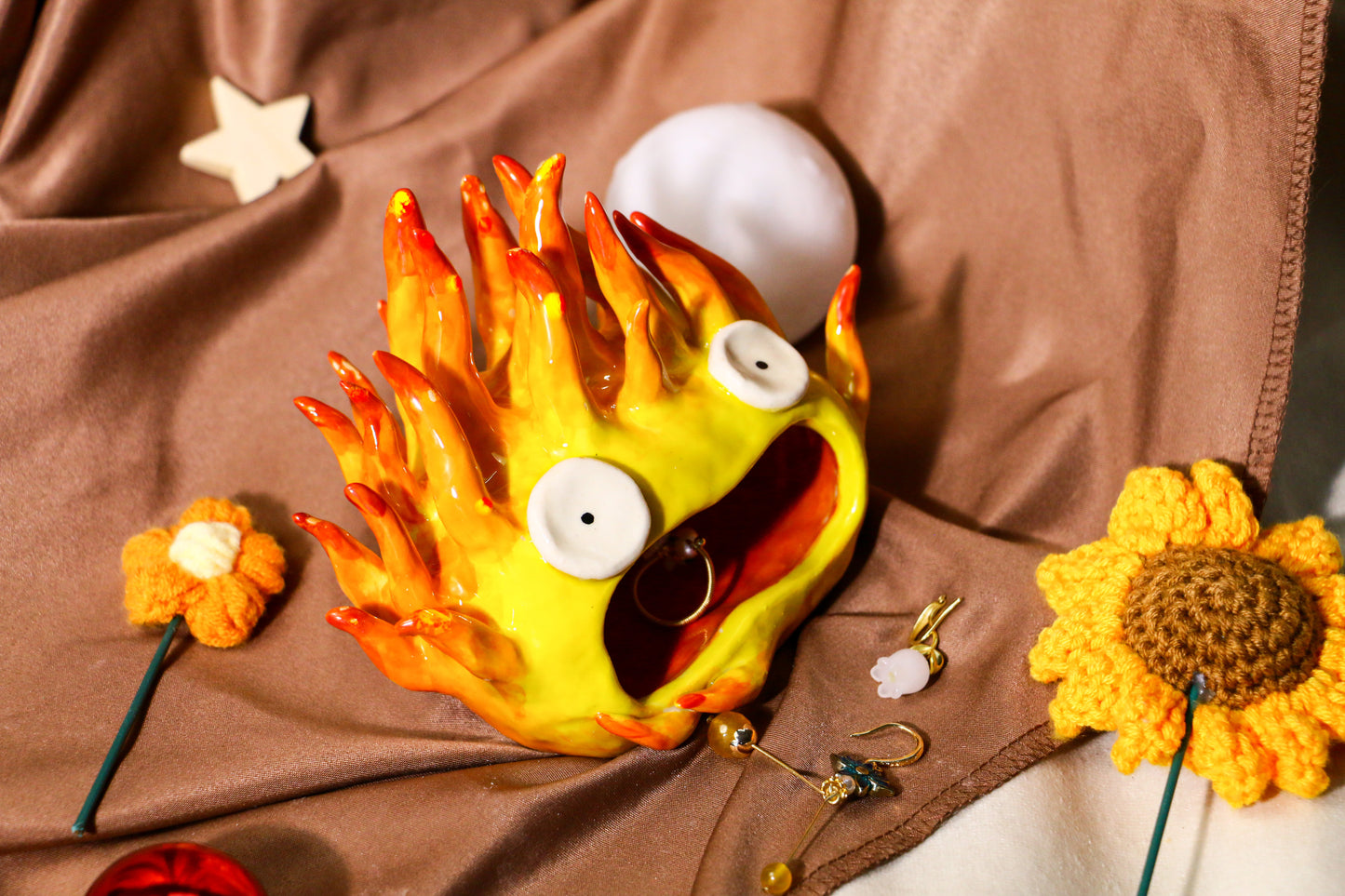Fire Demon Ceramic Ring Dish, Ring Holder, Jewelry Tray for Anime Gift