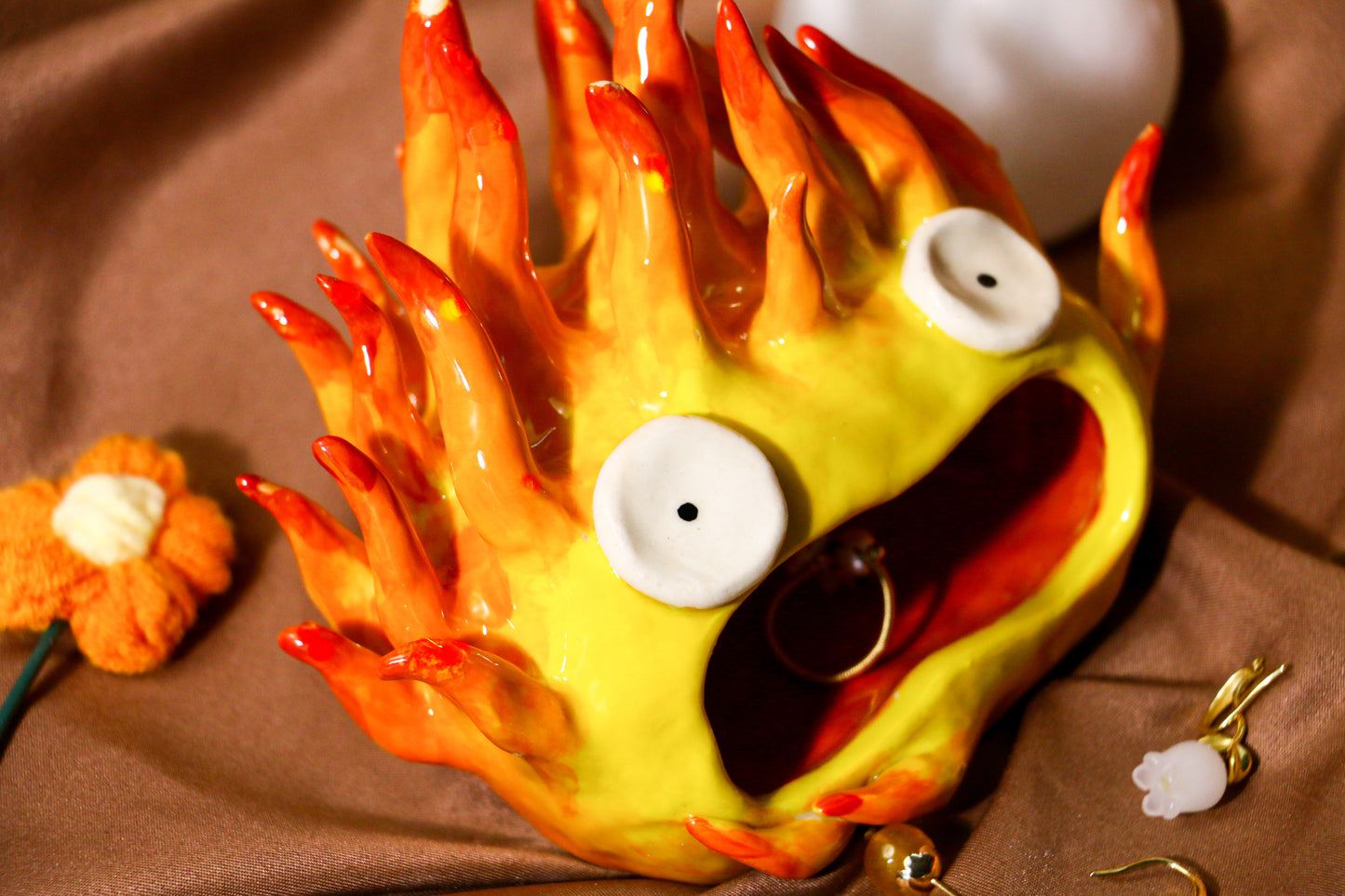 Fire Demon Ceramic Ring Dish, Ring Holder, Jewelry Tray for Anime Gift
