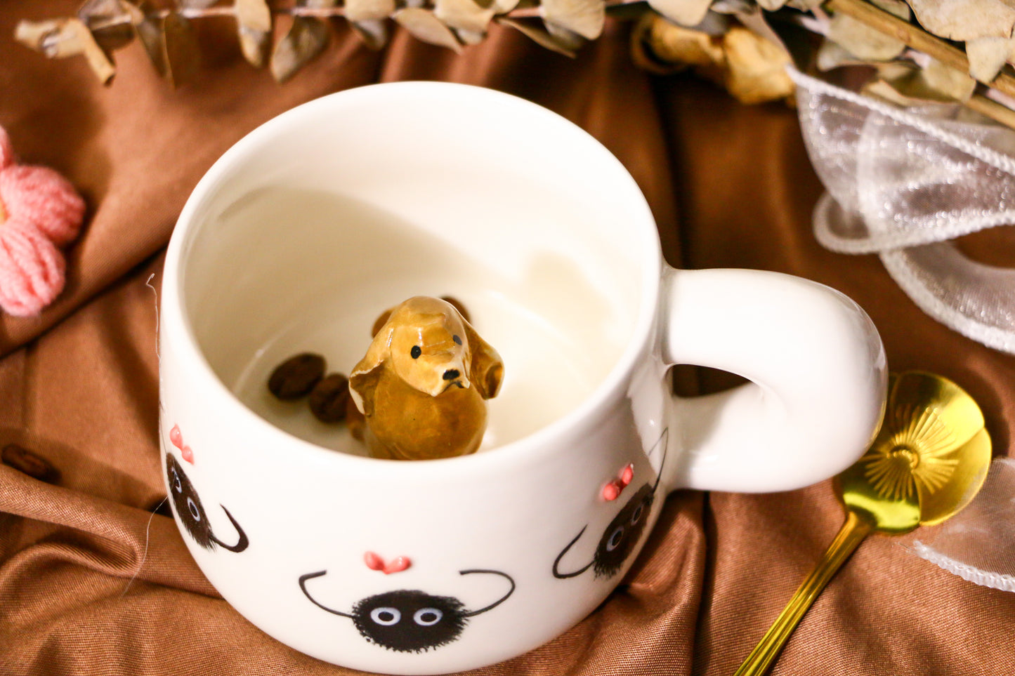 Custom Ceramic Pet Mug, 9Oz Handmade Personalized Coffee Mug with Dog or Cat Figurine