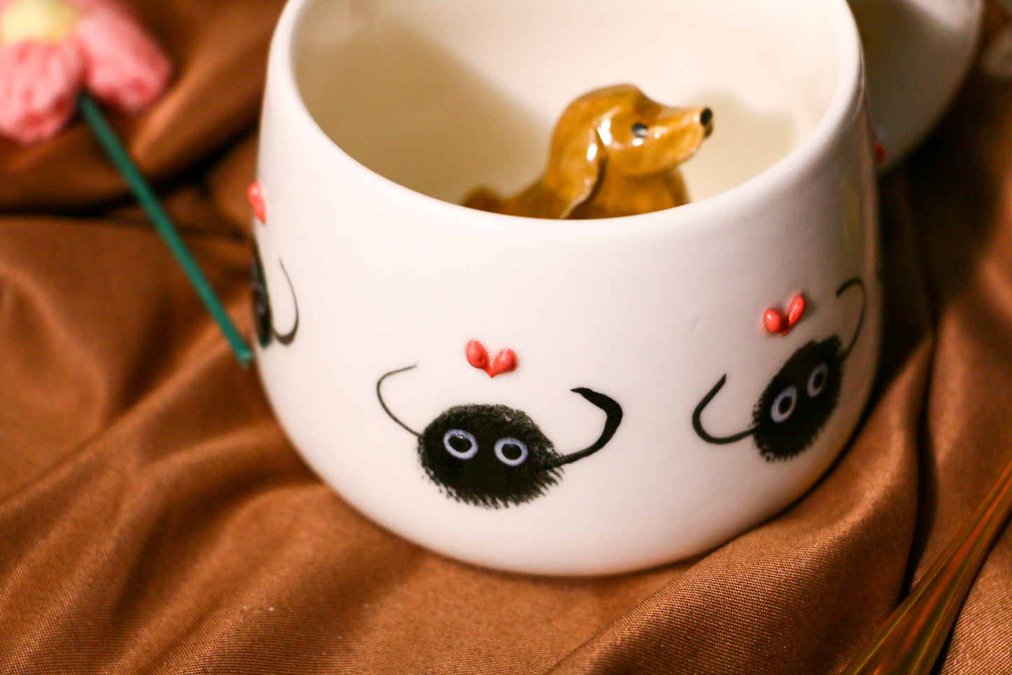 Custom Ceramic Pet Mug, 9Oz Handmade Personalized Coffee Mug with Dog or Cat Figurine