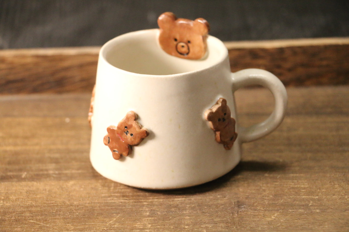 Handmade 3D Bear Coffee Mug – Unique Ceramic Tea Cup with Raised Bear Details