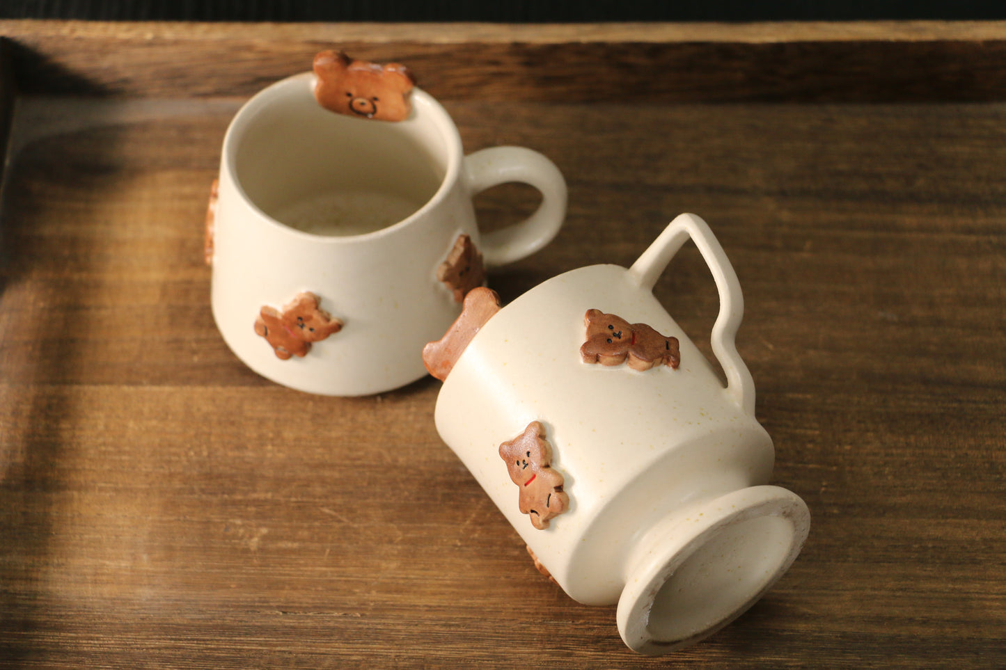 Handmade 3D Bear Coffee Mug – Unique Ceramic Tea Cup with Raised Bear Details