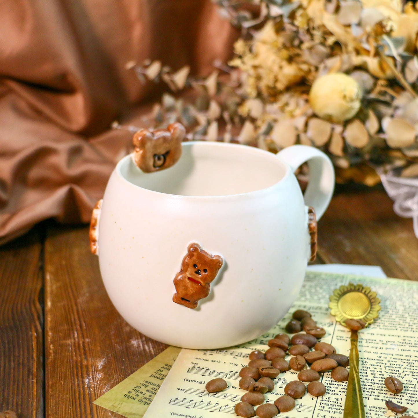 Handmade 3D Bear Mug – Cute Ceramic Coffee Cup with Adorable Bear Accents