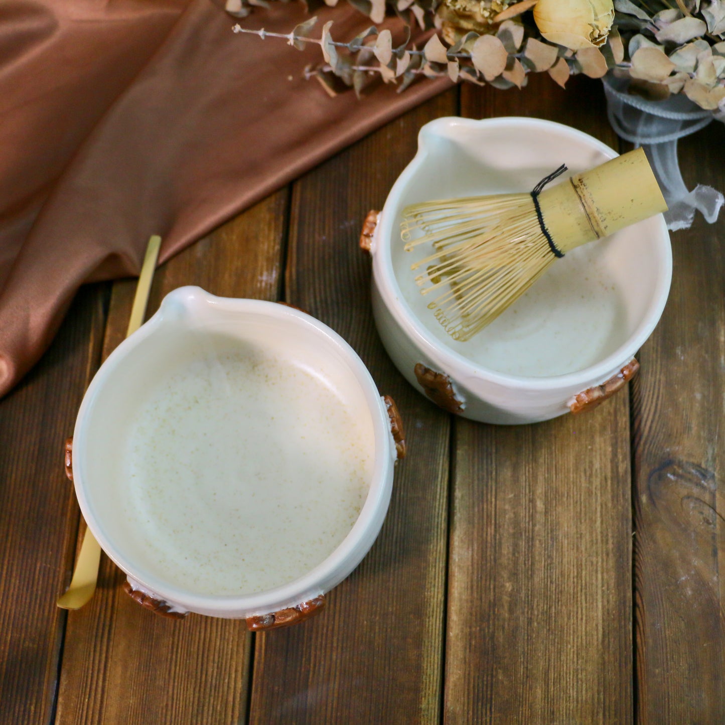 Handcrafted 3D Bear Ceramic Matcha Bowl Set, Custom Cute Pottery Tea Set