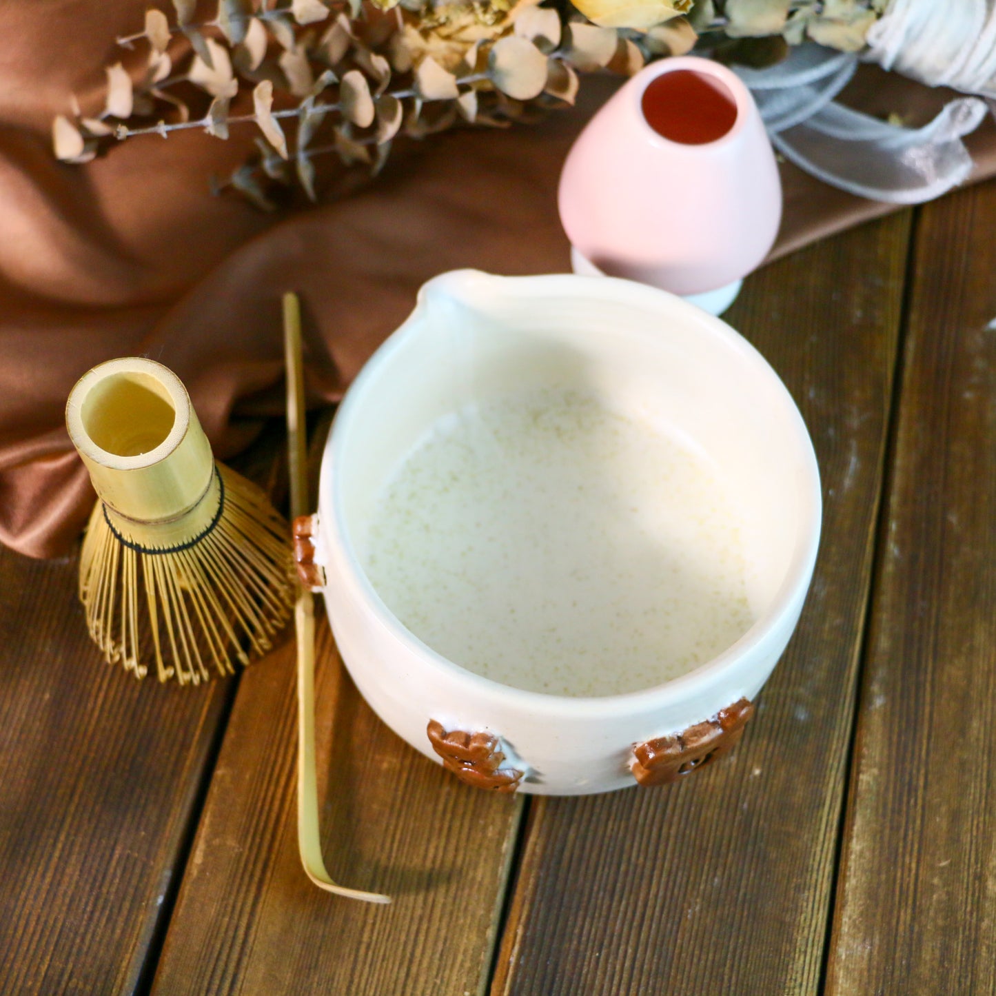 Handcrafted 3D Bear Ceramic Matcha Bowl Set, Custom Cute Pottery Tea Set