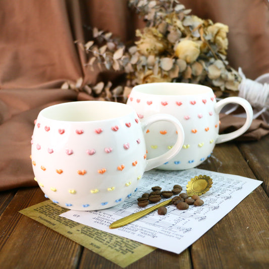 3D Heart Embossed Mug – Handmade Ceramic Cup for Coffee Lovers