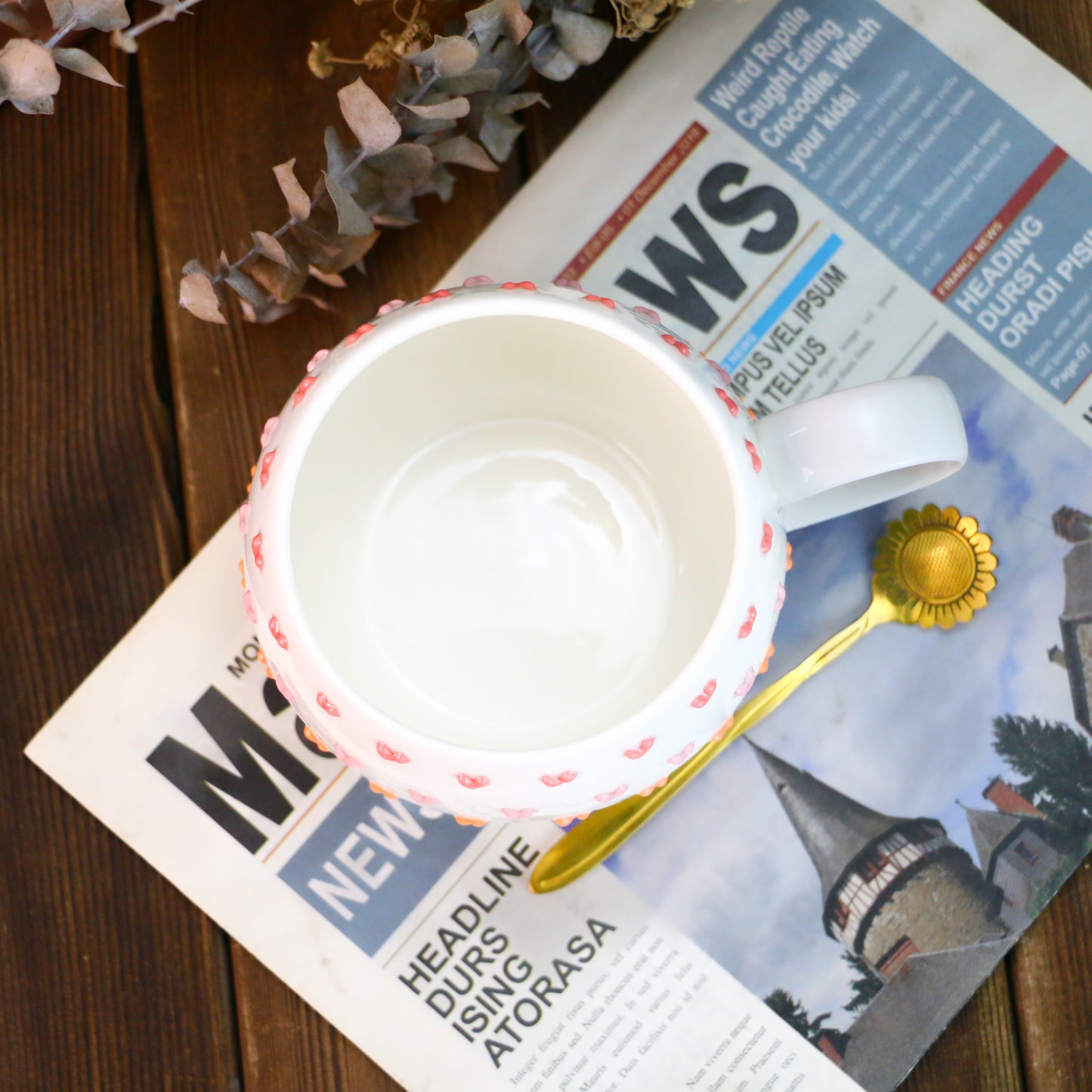 3D Heart Embossed Mug โ Handmade Ceramic Cup for Coffee Lovers
