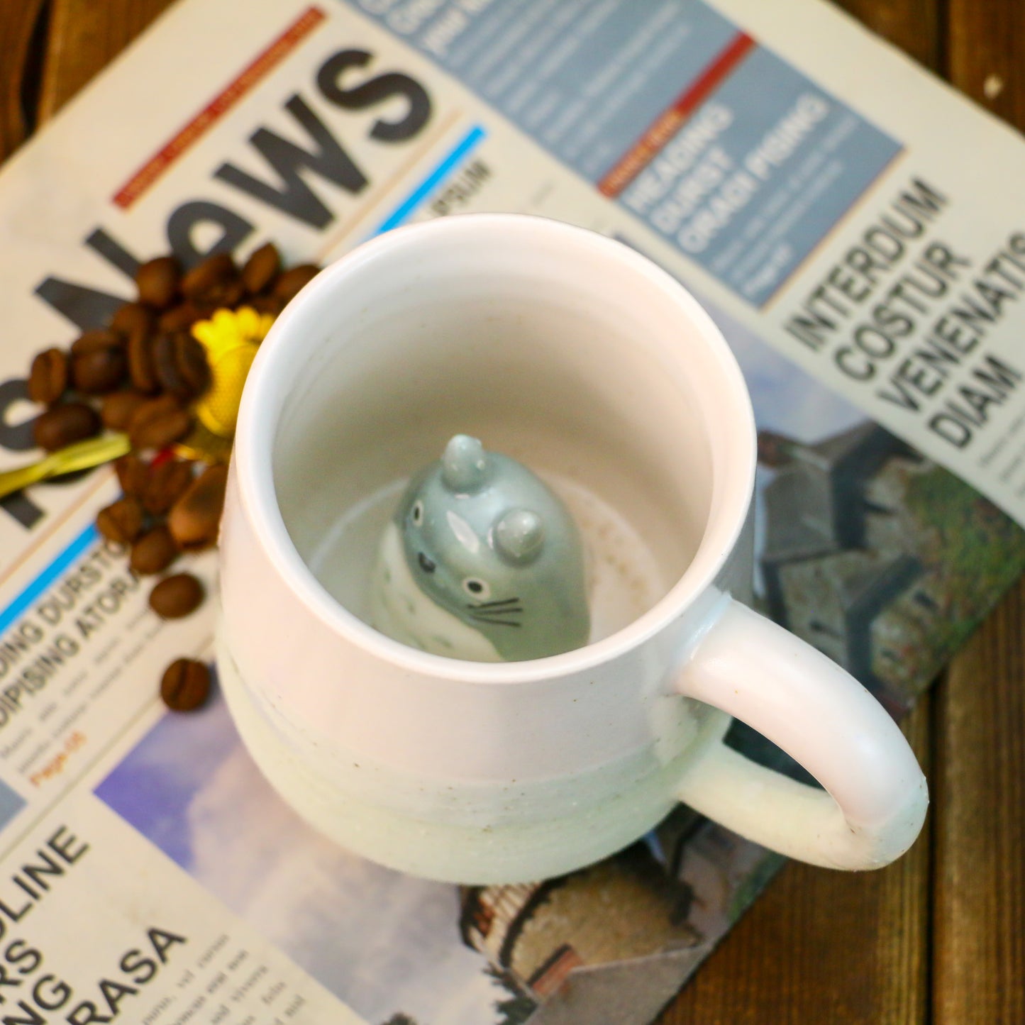 My Neighbor Totoro Handmade Anime Ceramic Mug, Character Inside Mug for Gifts