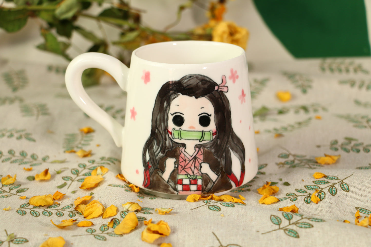 Demon-Slayer Ceramic Mugs Handpainted, Personalized Ceramic Cup for Anime Lovers