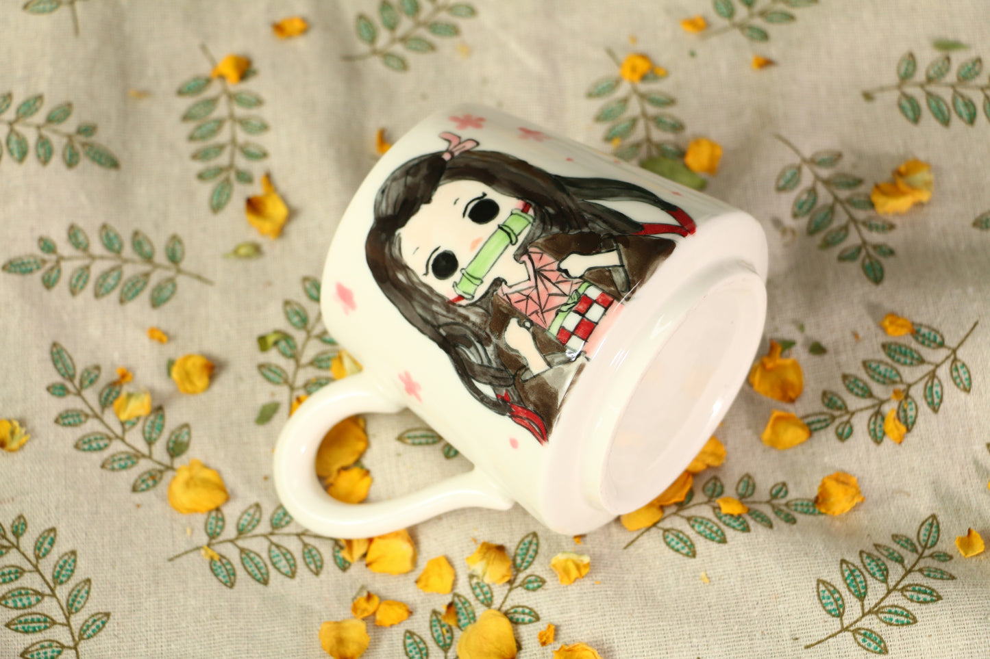 Demon-Slayer Ceramic Mugs Handpainted, Personalized Ceramic Cup for Anime Lovers