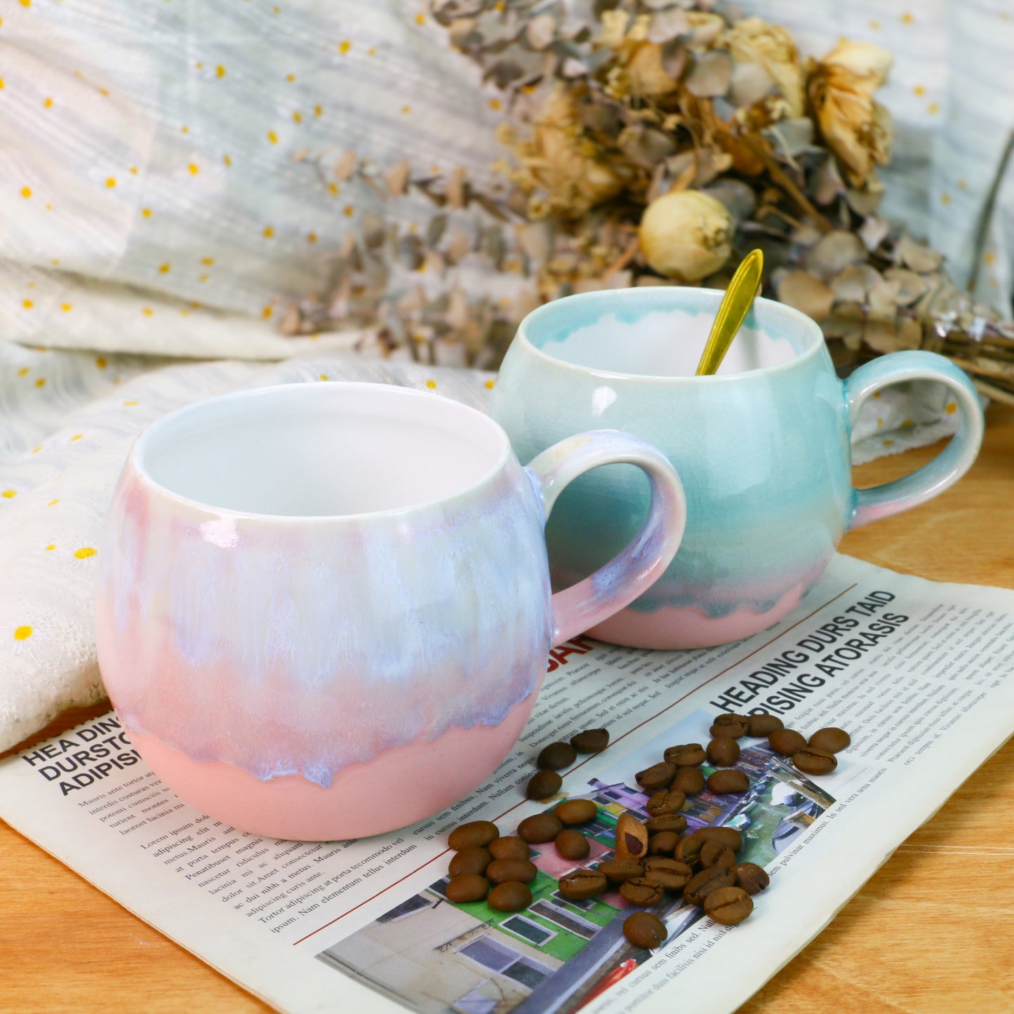 Gradient Glaze Ceramic Mug – Handmade Pottery Cup for Coffee & Tea Lovers