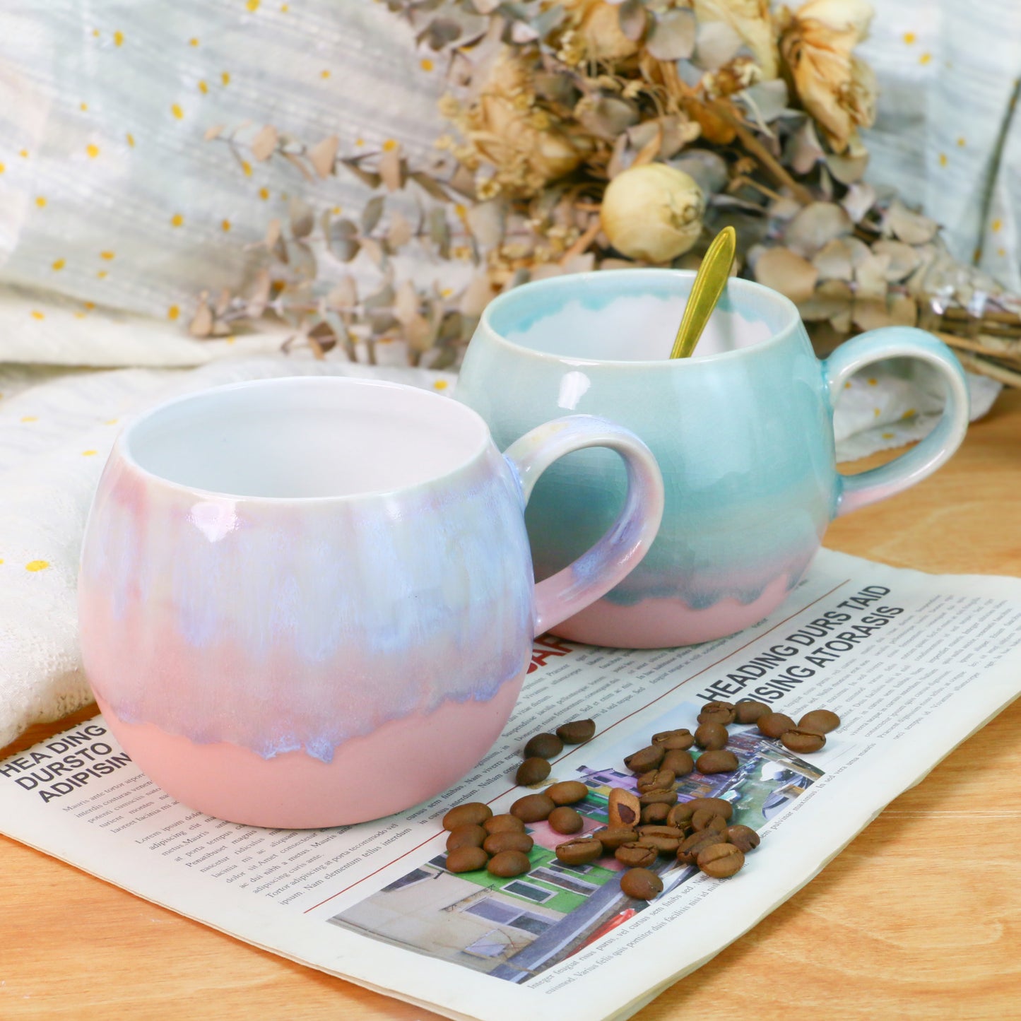 Gradient Glaze Ceramic Mug – Handmade Pottery Cup for Coffee & Tea Lovers