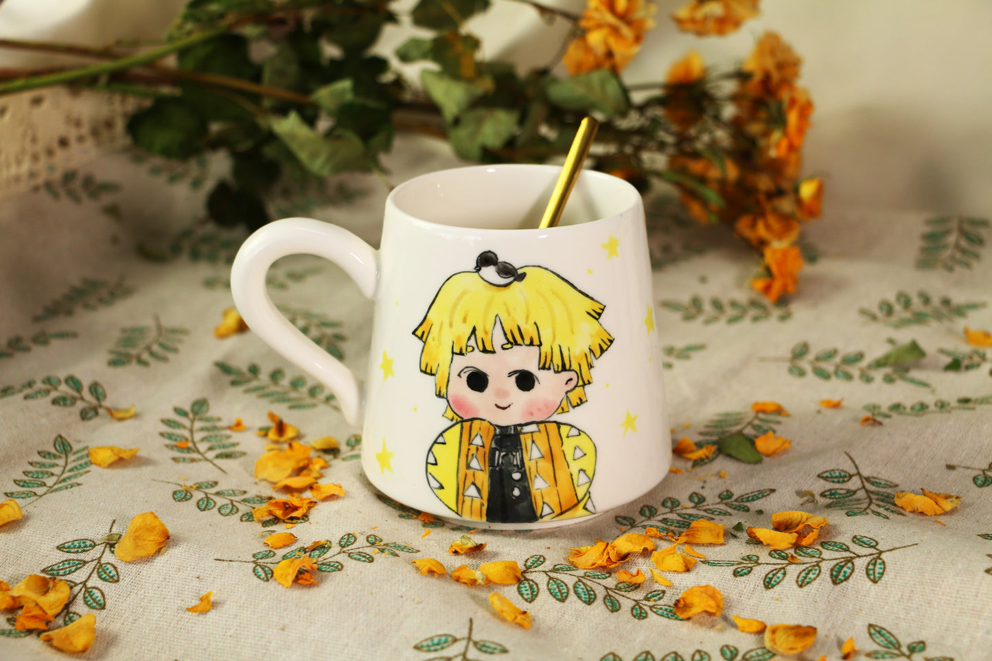 Demon-Slayer Agatsuma Zen'itsu Ceramic Mugs, Personalized Ceramic Cup for Anime Lovers