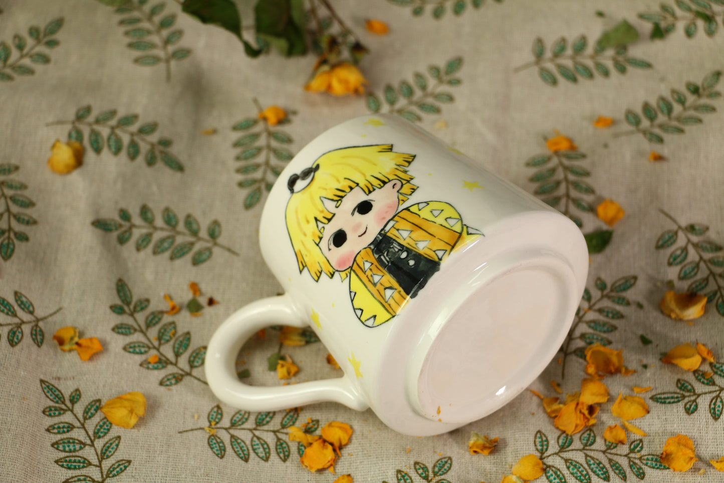 Demon-Slayer Ceramic Mugs Handpainted, Personalized Ceramic Cup for Anime Lovers