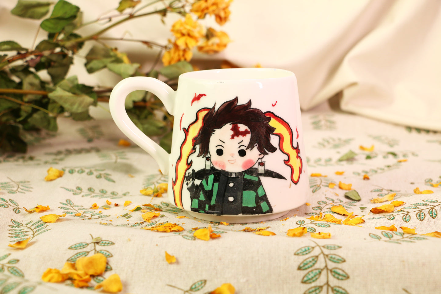 Demon-Slayer Ceramic Mugs Handpainted, Personalized Ceramic Cup for Anime Lovers