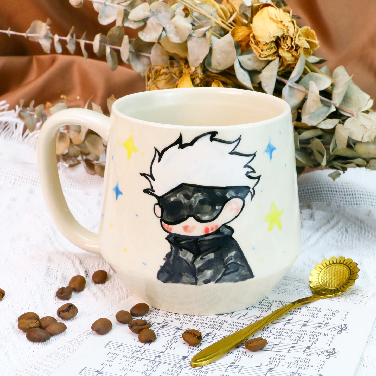 Gojo Satoru Hand-Painted Ceramic Mug - Anime Gift for Jujutsu Kaisen Fans