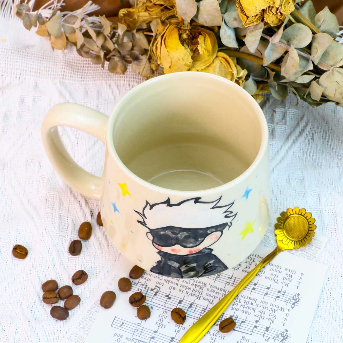 Gojo Satoru Hand-Painted Ceramic Mug - Anime Gift for Jujutsu Kaisen Fans