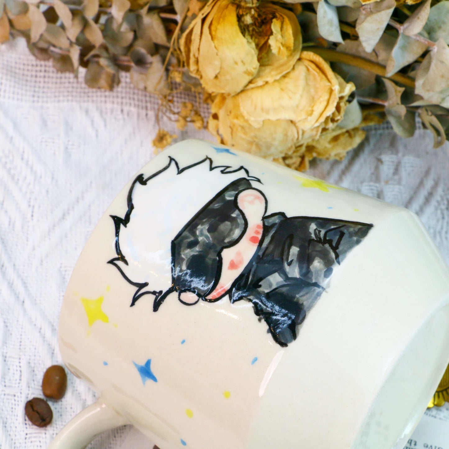 Gojo Satoru Hand-Painted Ceramic Mug - Anime Gift for Jujutsu Kaisen Fans