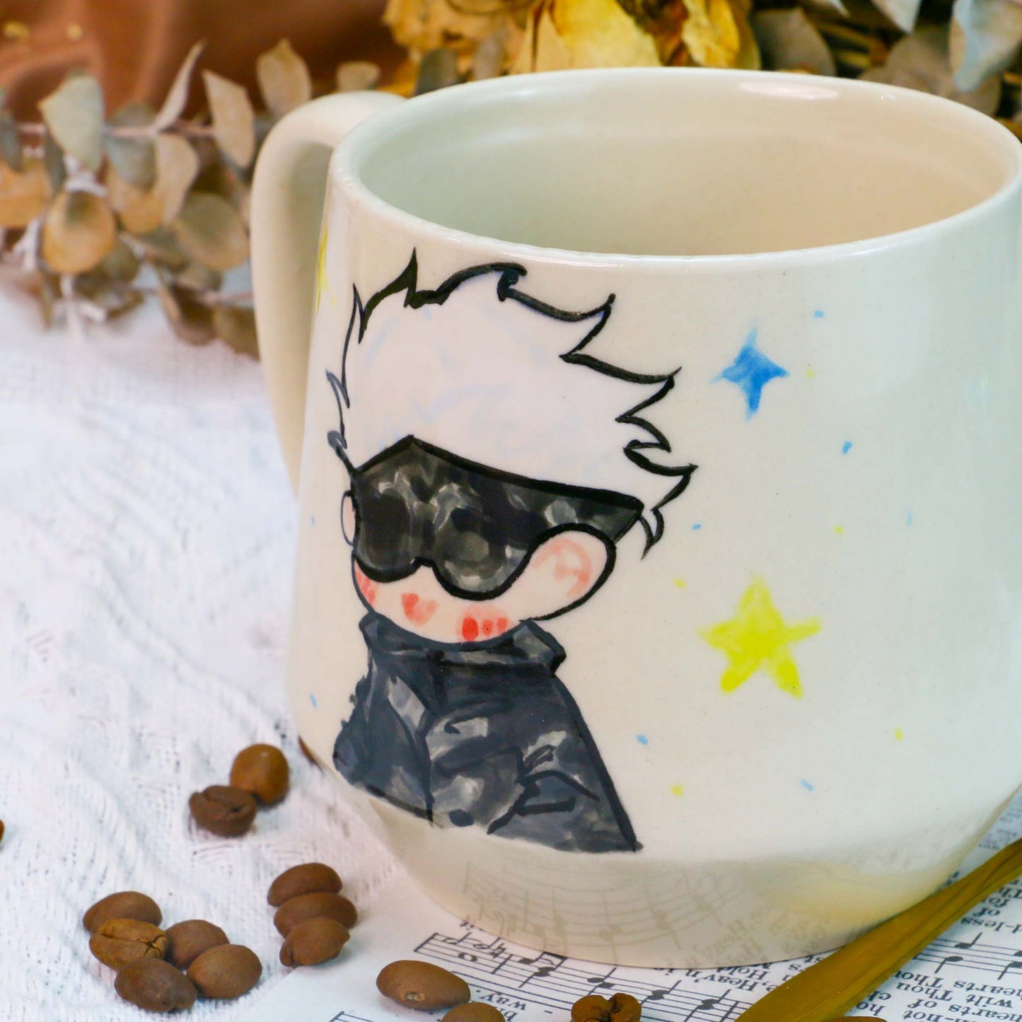 Gojo Satoru Hand-Painted Ceramic Mug - Anime Gift for Jujutsu Kaisen Fans