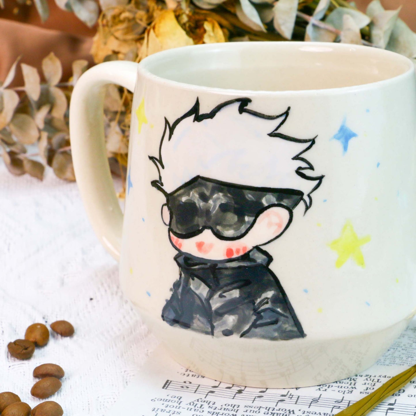 Gojo Satoru Hand-Painted Ceramic Mug - Anime Gift for Jujutsu Kaisen Fans