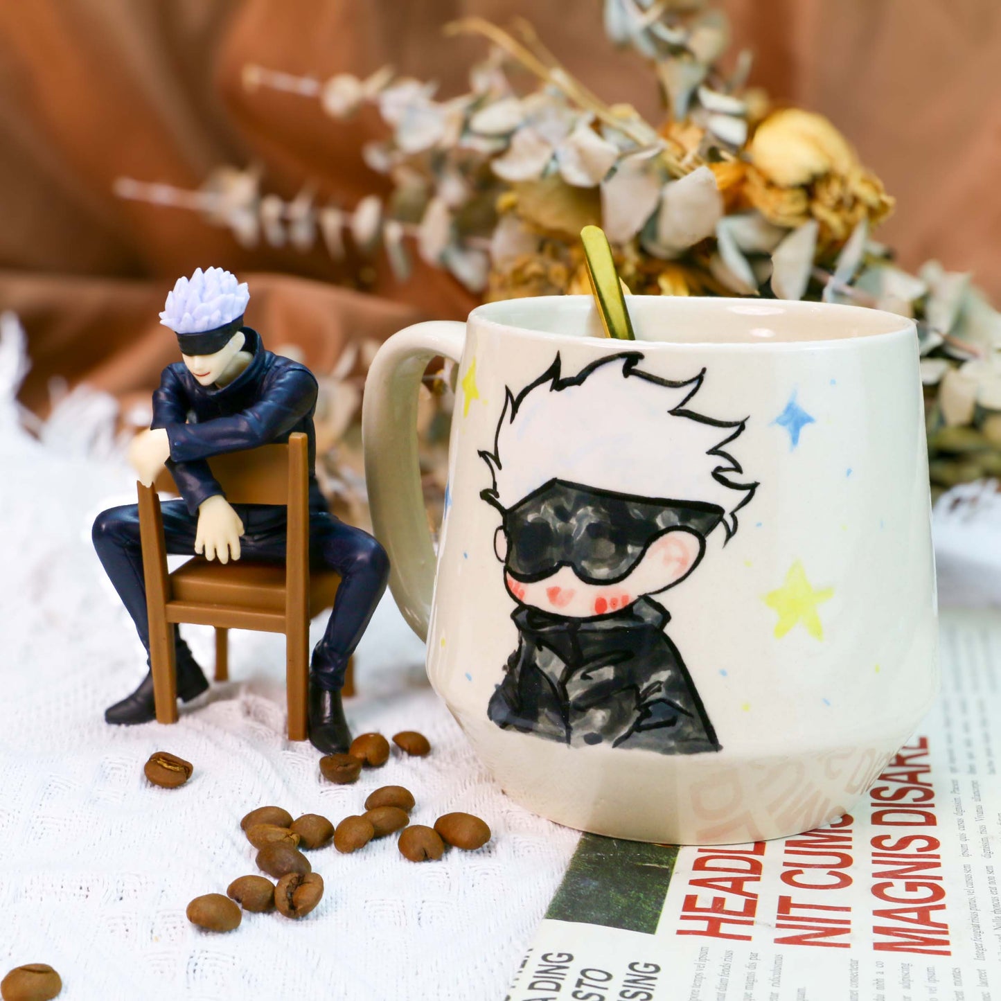 Gojo Satoru Hand-Painted Ceramic Mug - Anime Gift for Jujutsu Kaisen Fans