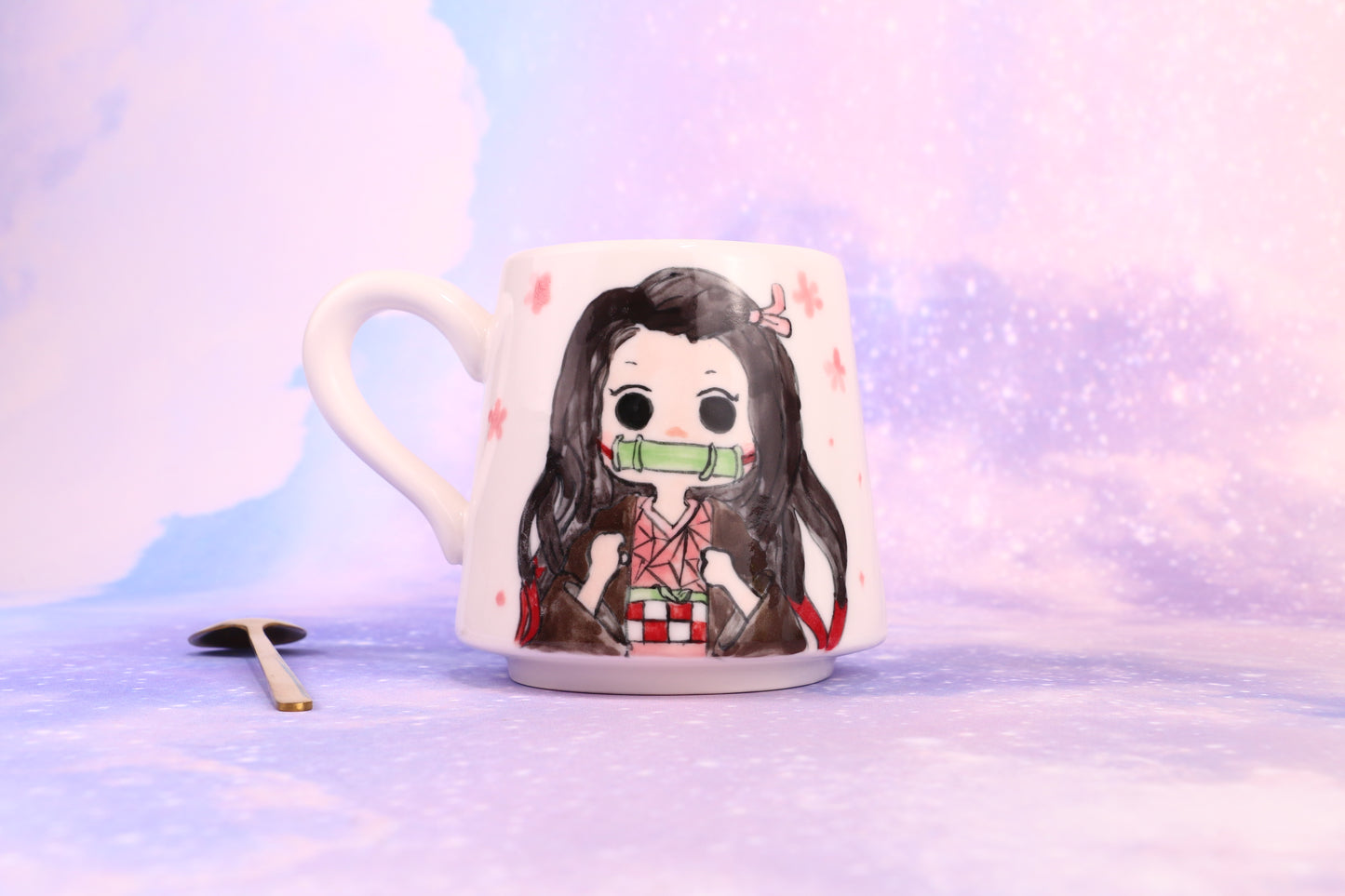 Demon-Slayer Ceramic Mugs Handpainted, Personalized Ceramic Cup for Anime Lovers